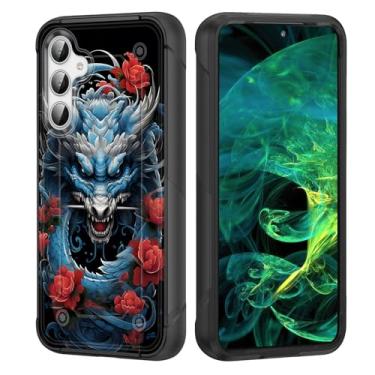 Imagem de wiaekosef Capa para Galaxy S24 Plus, capa protetora de policarbonato rígido de camada dupla resistente e silicone macio à prova de choque para Samsung Galaxy S24 Plus 6,7 polegadas 2024, Dragon Rose
