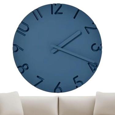 Imagem de Relógio de parede decorativo, relógio de parede para casa - Relógio de parede silencioso com decoração moderna de quarto de 12 polegadas | Decoração de parede com textura de cimento Número Decoraçã