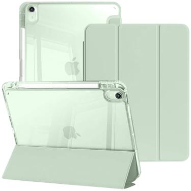 Imagem de YeaQuelior Capa para iPad Air de 11 polegadas M3/M2 (2025/2024), iPad Air 5ª/4ª geração (2022/2020), capa traseira transparente à prova de choque com suporte para lápis, despertar/hibernar