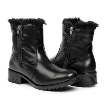 Imagem de Bota Feminina Para Neve Em Couro Forrada Com La E Impermeavel - Oslo Siena Preta-Feminino