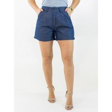 Imagem de Short Feminino Mom Jeans Soft Pregas Frontais Anticorpus-Feminino