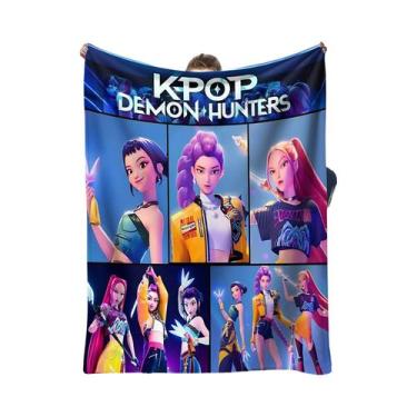 Imagem de Cobertor De Flanela Quente K-Pop Demon Hunter Anime Girl Para Sala De 