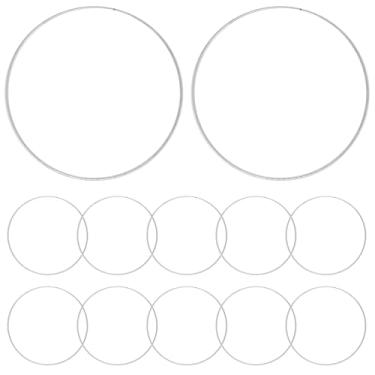 Imagem de YuGtcen 12 argolas de anel de macramê, anéis de apanhador de sonhos de 150 mm, argolas de metal prata para artesanato faça você mesmo, grinalda floral, decoração de casa e pendurar na parede