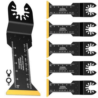 Imagem de Conjunto de 6 lâminas de serra oscilantes, lâminas multiferramentas de borda de arco bi metal, lâminas duráveis de liberação rápida, universal, corte preciso para folha de alumínio e metal de madeira