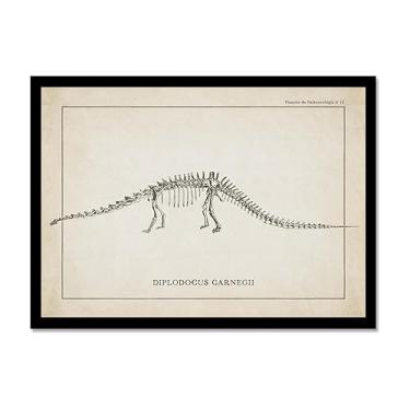 Imagem de Arte de parede de esqueleto de dinossauro vintage, paleontologia, pôsteres em tela, fósseis de dinossauro, impressões artísticas, esboços, fotos, decoração de quarto de menino (SKU15,8 x 30,5 cm = (20
