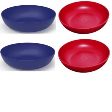 Imagem de Kit 6 Pratos Fundos Resistentes – Ideal para Refeições Domésticas, Jantares e Eventos Casuais (2 pratos f. Mirtilo/2 Vermelho)