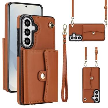 Imagem de Capa carteira para Samsung Galaxy S26 Plus com compartimentos para cartões e proteção RFID, capa fólio de couro fina com alça de pulso, suporte e proteção contra quedas de corpo inteiro para mulheres