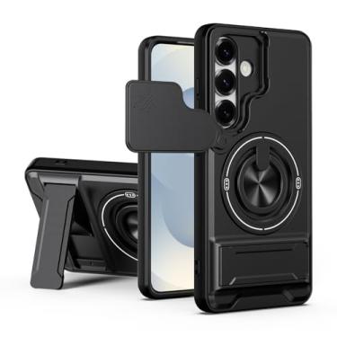 Imagem de SORAKA Capa para Samsung Galaxy S25 com suporte,proteção de lente com janela e capa dupla de PC e TPU compatível com suporte magnético para carro