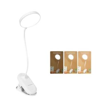 Imagem de Lâmpada De Mesa LED Recarregável Com Braço Flexível E Clip, Luz Portát