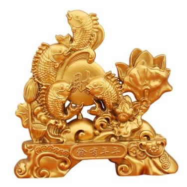 Imagem de MotiveTech Estátua de Peixe da Prosperidade Feng Shui, Pequena Estátua Decorativa de Peixe, Figura de Animal para Sala de Estar, Inauguração de Negócio