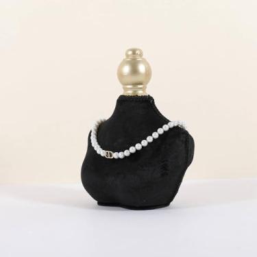 Imagem de GemeShou Suporte de exibição de colar de veludo, exibição de colar de joias pretas para vender, manequim de colar para joias, exibição de joias de busto de colar para bancada 【Versão preto-baixa】
