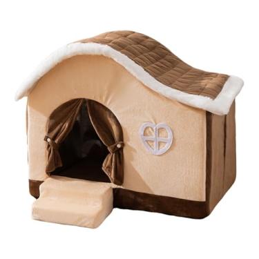 Imagem de Casa aquecida para animais de estimação para gatos e cães pequenos, abrigo isolado de 3 camadas com temporizador, capa de pelúcia removível(X-Large)