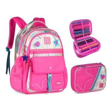 Imagem de Kit Mochila Costa Estojo Box Holográfico Rebecca Bonbon, Rosa