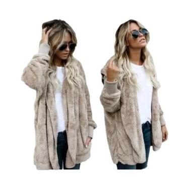 Imagem de Cardigan Feminino Oversized Com Capuz De Moletom Manga Longa Quente Pa