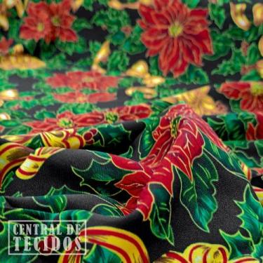 Imagem de Toalha de Mesa 10 lugares - Natal - BORGON, FLOR/PRETO