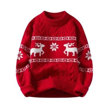 Imagem de Suéter Masculino De Inverno Em Cashmere Grosso E Quente Com Estampa De