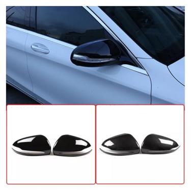Imagem de Capa De Espelho Retrovisor Do Carro Padrão De Fibra De Carbono Capa De Espelho Lateral Compatível Com Benz CES GLC Clase 2014-2021(For LHD Bright black)