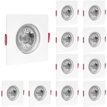 Imagem de Kit 10 Spot Led 3W Quadrado Embutir Branco Frio 6500K - Fácil Instalaç