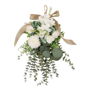 Imagem de IEUDNS Guirlanda de flores artificiais em formato de lágrima, ideal para decoração de casamentos, aniversários, inaugurações de casa e festas em, Branco