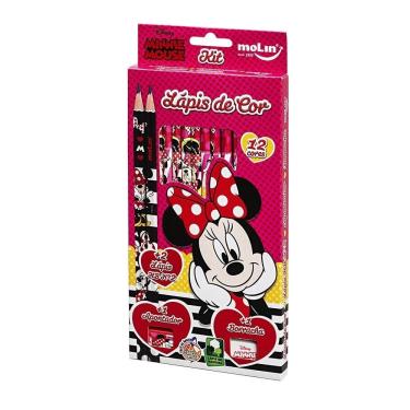 Imagem de Kit Lapis De Cor Minnie 12 Cores + 4 Itens