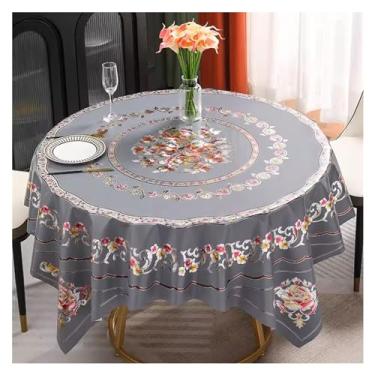 Imagem de Toalha de mesa com atmosfera de ano novo à prova d'água e à prova de óleo, sem lavagem, toalha de mesa redonda simples de PVC, tapete de mesa (1)