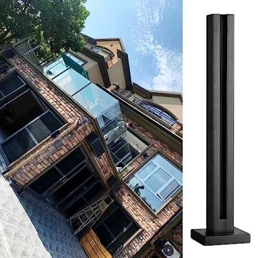 Imagem de Poste de grade de vidro, poste de escada, postes de balaustrada externos de aço inoxidável, trilhos de mão sem vidro, poste de corrimão de vidro de escada para vidro de 10-12 mm, kit de grades de