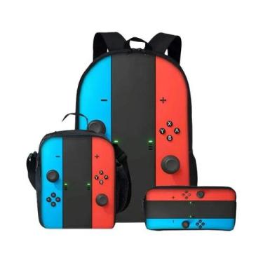 Imagem de Conjunto De Mochilas Escolares Em 3D Com Padrão De Console De Jogos Pa
