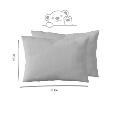 Imagem de Kit 2 Fronhas 40cm x 60cm Kids Malha 100% Algodão Lisa Cinza Arrumadin