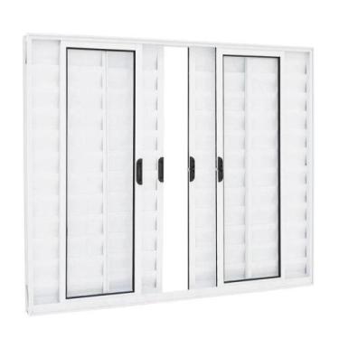 Imagem de Janela Veneziana 6 Folhas Alumínio Branco S/g 1,00x1,00 - ALLO ESQUADR