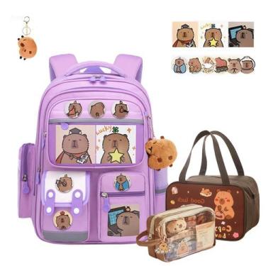 Imagem de Mochila Capibara Linda Kawaii Cartoon Morada Mediana - Marca Própria