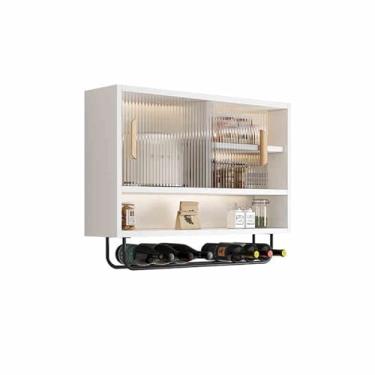 Imagem de Armário de parede de liga de alumínio com portas de vidro – Armazenamento de especiarias versátil para cozinha, banheiro, quarto – Solução de armazenamento lateral de metal montado na parede