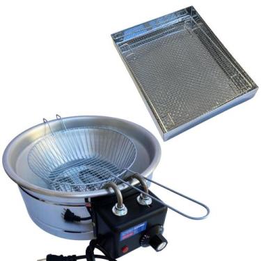 Imagem de Kit Fritadeira Elétrica Industrial Tacho Redondo Inox 5 Litros com Esc