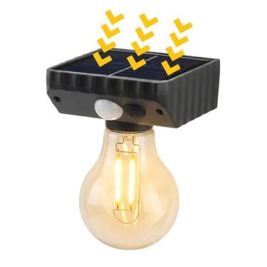 Imagem de Lâmpada LED Solar Luminária Parede Externa Vintage 1W Sensor de Presen