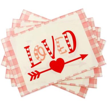 Imagem de RGHSZ Jogo americano de dia dos namorados, jogo americano de mesa, jogo americano de dia dos namorados, 30 x 45 cm, para decoração de mesa de cozinha, decoração de mesa de casamento, festa de jantar