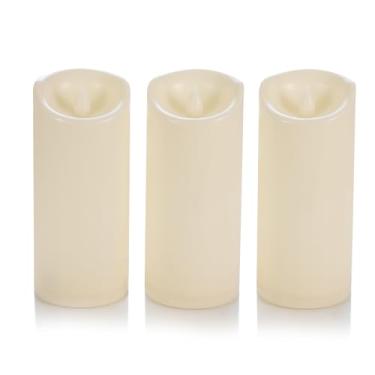 Imagem de CANDLE CHOICE Velas sem chamas à prova d'água operadas por bateria ao ar livre com temporizador, resina plástica, luzes elétricas de pilar de LED para lanterna, pátio, jardim, decorações de festa de