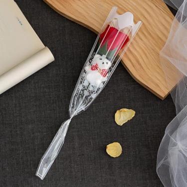 Imagem de 1 buquê de rosas artificiais, lindo presente de flores para o Dia das Mães, Dia dos Namorados, aniversário, casamento, decoração de casa, 33 x 5 cm (vermelho)