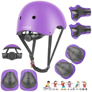 Imagem de DaCool Joelheiras para capacete de bicicleta infantil - capacete infantil ajustável para meninos e meninas de 3 a 10 anos, conjunto de equipamentos de proteção para esportes, ciclismo, bicicleta