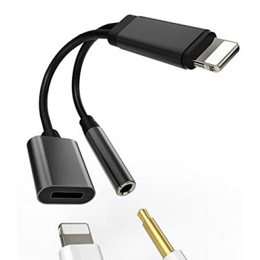 Imagem de Adaptador auxiliar para iPhone para fone de ouvido Dongle (2 em 1) cabo carregador Lightning para cabo divisor de 3,5 mm Apple MFI Certified Audio Earbud Music Charge Converter para conector 14 13 12
