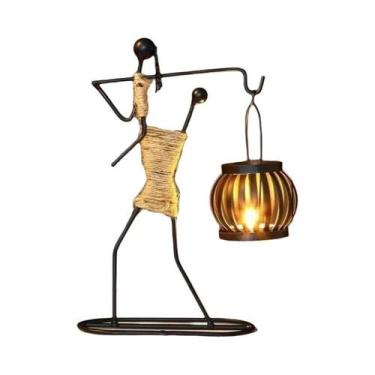 Imagem de Escultura Abstrata Nórdica De Metal Para Velas, Suporte Artesanal Para