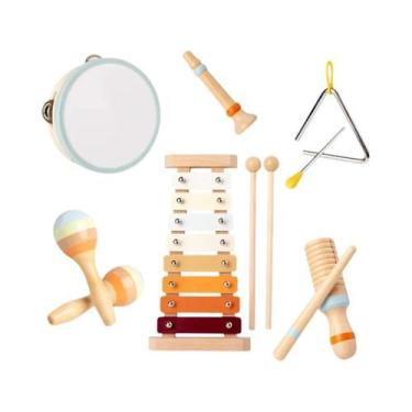 Imagem de Conjunto De Instrumentos Musicais De Madeira Para Crianças Xilofone Ta