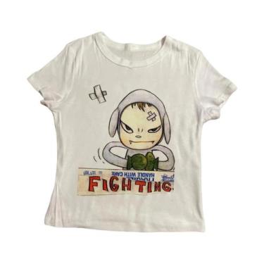 Imagem de Camiseta Cropped Feminina Y2K Harajuku Gótica Punk Emo Com Estampa Vin