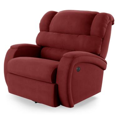 Imagem de Poltrona do Papai Reclinável Napoli Glider Giratória USB Veludo Vermelho FH1 - D'Rossi