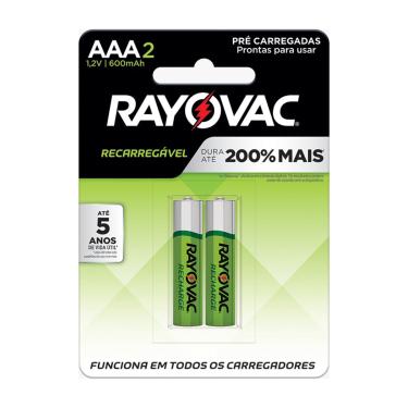 Imagem de Pilha Recarregavel Eco AAA 600mAh RAYOVAC 2 Unidades