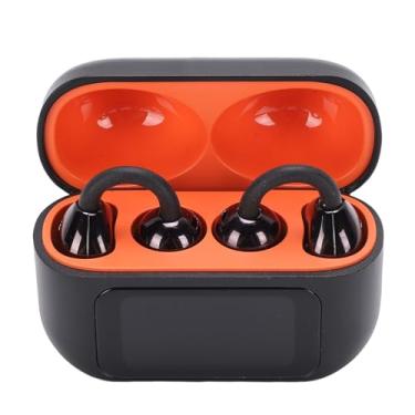 Imagem de Asixxsix Fones de ouvido sem fio, fones de ouvido com indicador de bateria LED, microfone, controle por aplicativo, câmera remota, de à prova d'água, de (preto e laranja)