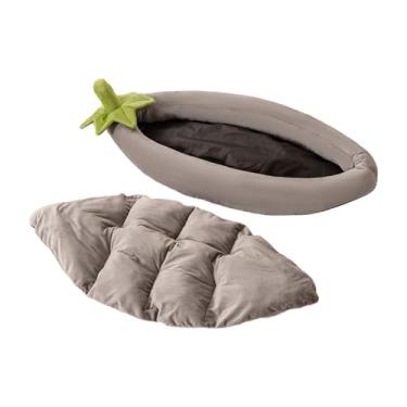 Imagem de Cama para cachorro – Cama de berinjela e gatinho | Ninho de animal de estimação quente lavável para ambientes internos e externos, jardim, canil, carro, viagem, apartamento, canto, pátio, acampamento