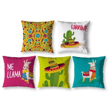 Imagem de Kit 5 Capa de Almofada 40cm x 40cm Decorativas Estampadas Digital Colo