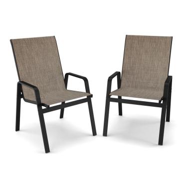 Imagem de Kit 2 Cadeira Riviera Piscina Praia Alumínio Preto Tela Mocca