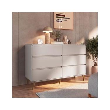Imagem de Cômoda 6 Gavetas Curve Bege Dunas Completa Móveis