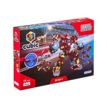 Imagem de Blocos de Montar Cubic 25 em 1 Steel Robot 575 Peças Multikids - BR161