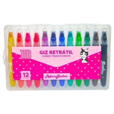 Imagem de Estojo GIZ de Cera Rebecca Bonbon Retratil 12 Cores Jumbo Escolar